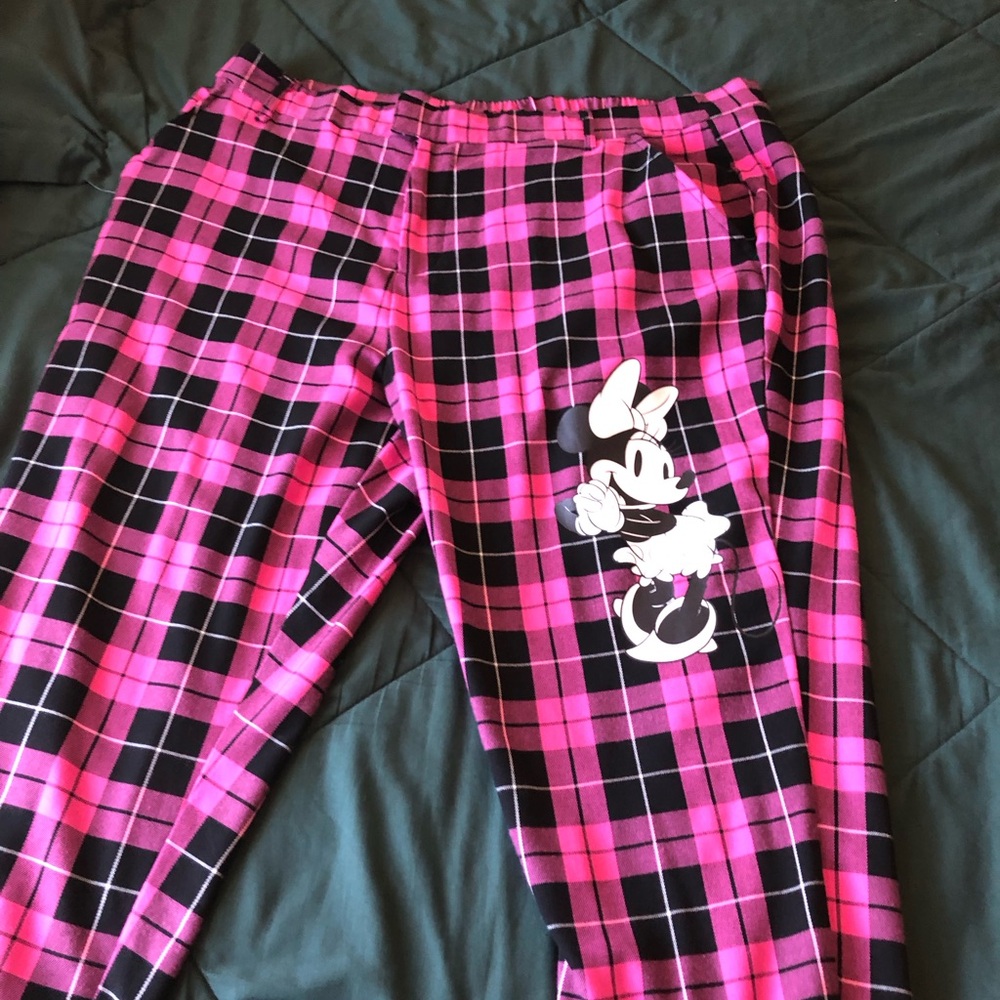 Adult Pink Plaid Minnie Mouse casual Pants